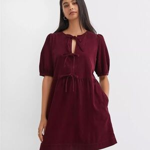 LOFT Corduroy Bow Mini Pocket Dress sz M